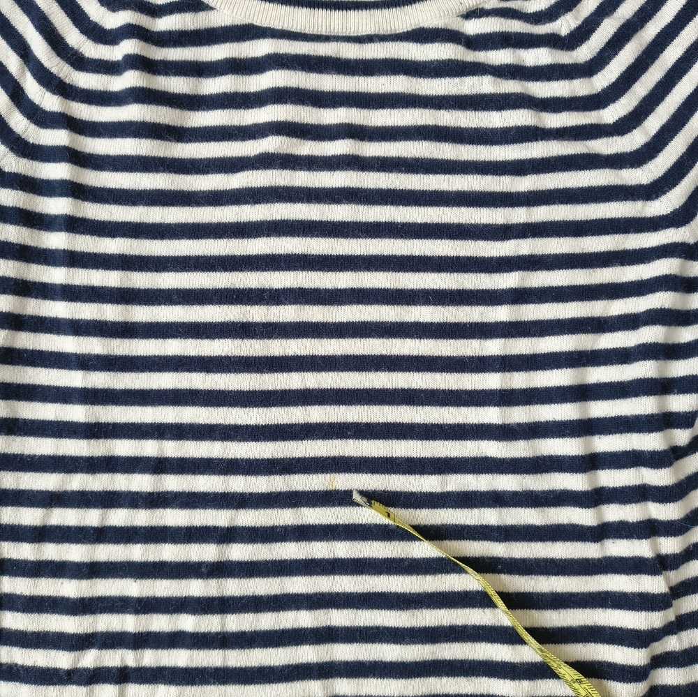 Equipment Navy and White Striped Mariniere Cotton Sweater Medium - Picture 9 of 10
